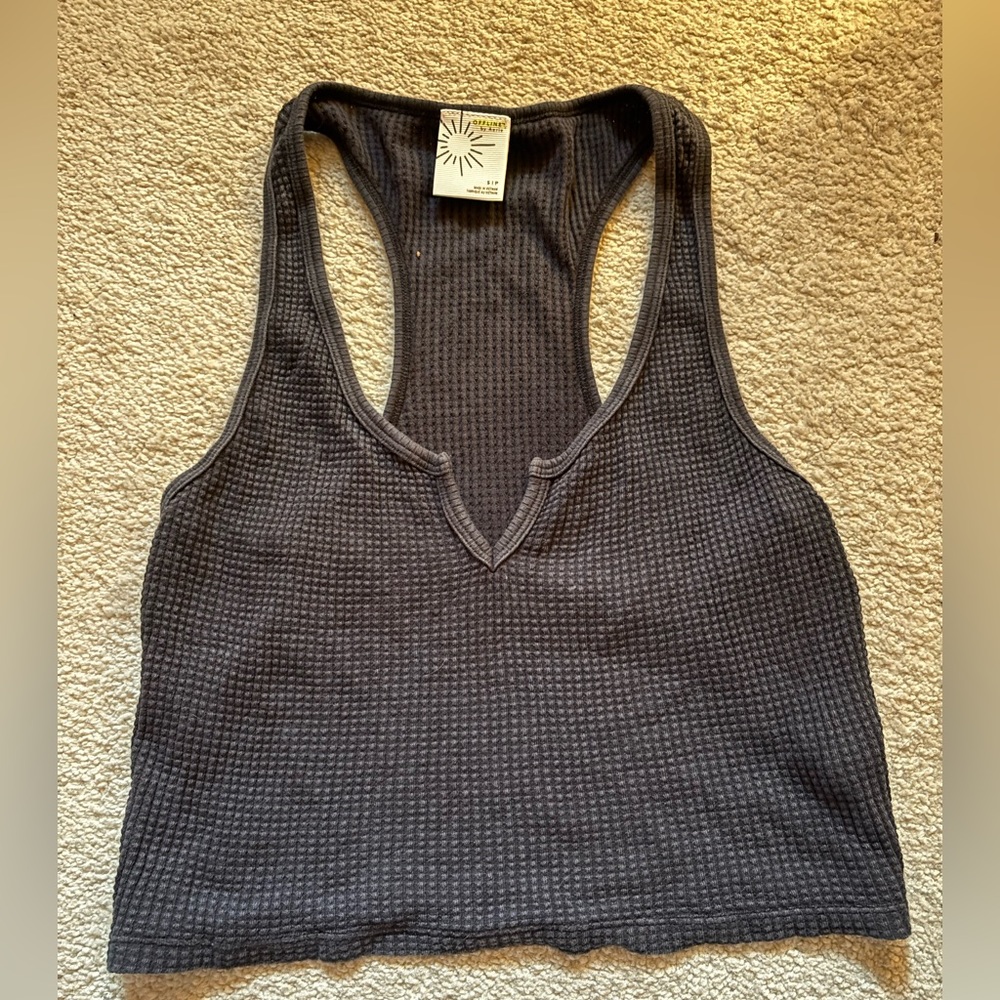 Dark gray Waffle Knit Tank Top